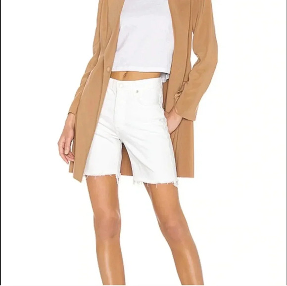 AGOLDE Rumi Shorts Oyster White Long Cut Off Bike Bermuda Denim Jean Aritzia 24 - Picture 6 of 12